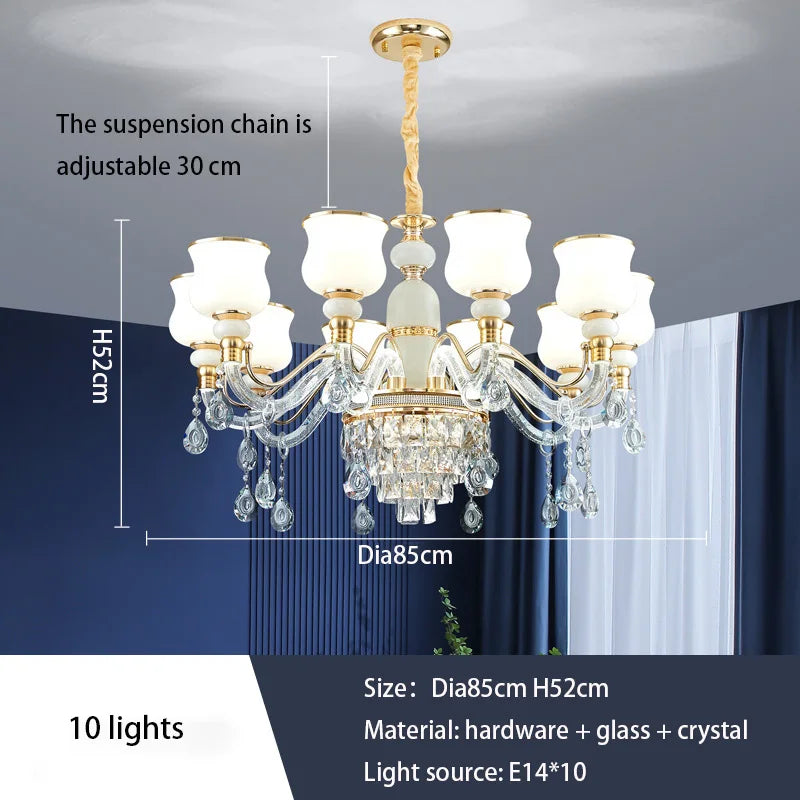 Afralia™ European Luxury Crystal Chandelier: Elegant Main Light for Living Room, Dining Room, Hall
