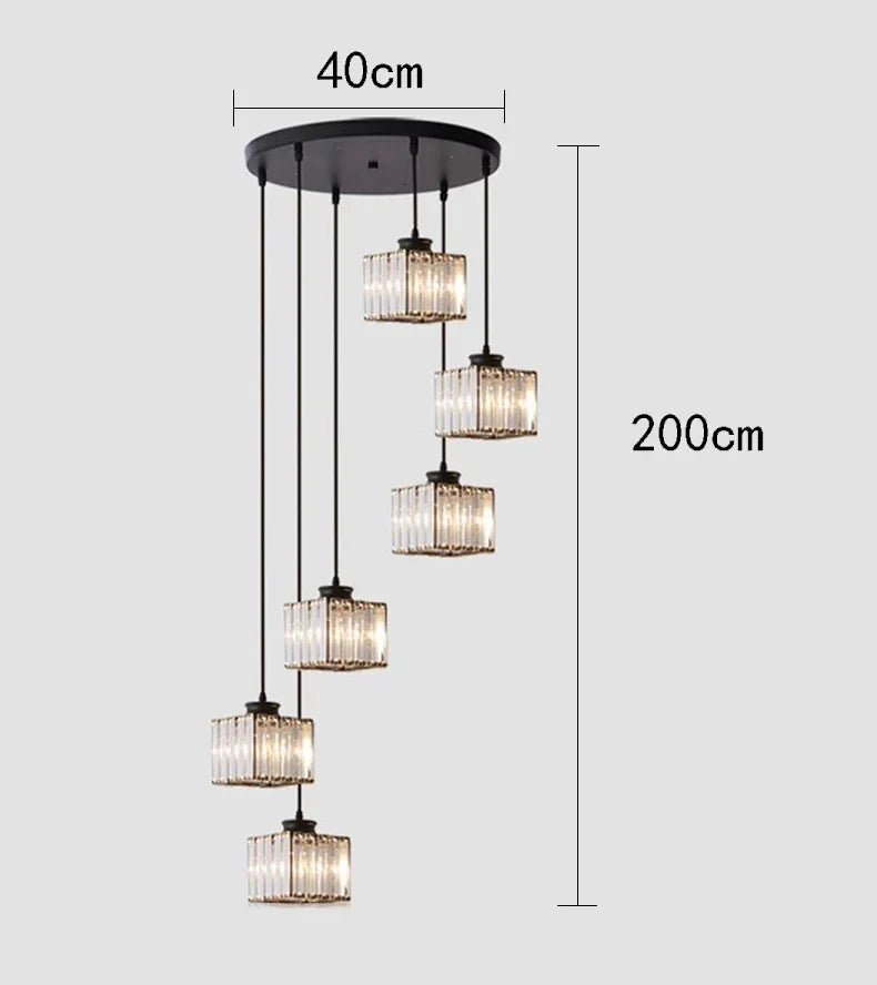 Afralia™ Crystal Staircase Pendant Lamp: Modern Luxury Interior Decoration Lighting for Home & Hotel.