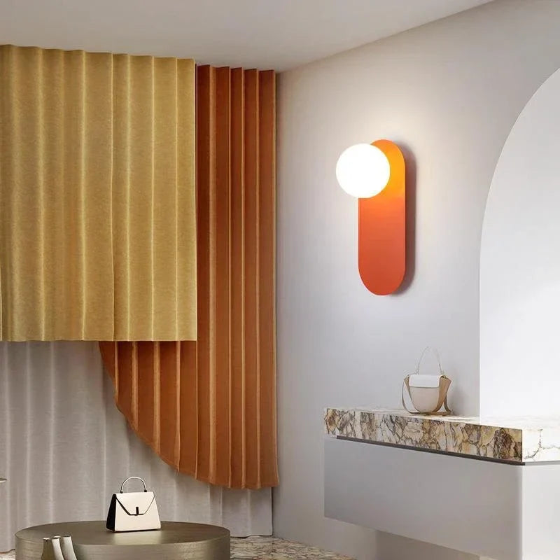 Afralia™ Glass Orange LED Wall Sconce for Bedroom Living Room Decor