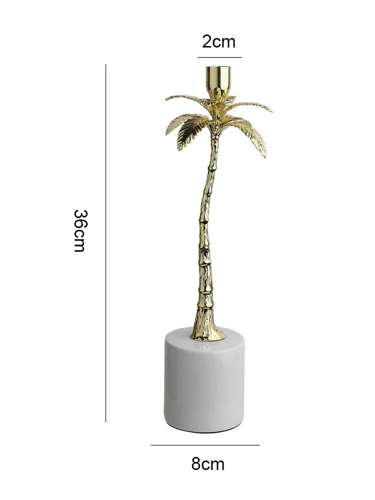 Afralia™ Golden Metal Candlestick with Volakos White Marble Base for Luxury Home Decor
