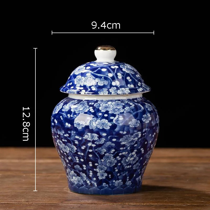 Afralia™ Blue White Porcelain Tea Canister Organizer Box Coffee Container Caddy Jar