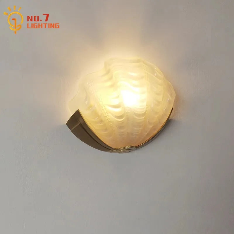 Afralia™ Brass Glass Shell LED Wall Lamp for Luxurious Design Aesthetic