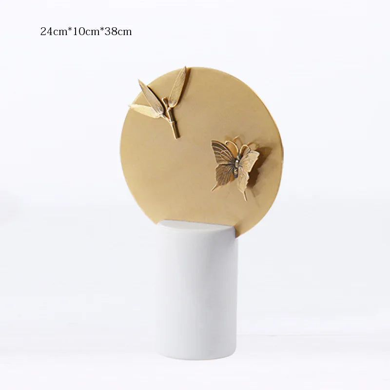 Afralia™ Golden Geometric Circle Insect Figurine Set Home Decor