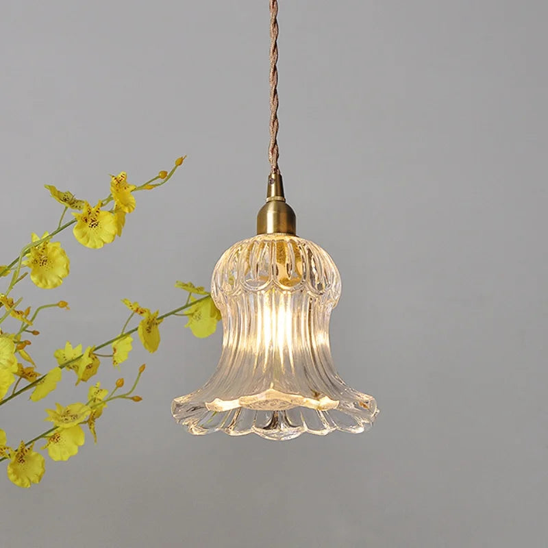 Afralia™ Brass LED Pendant Light Fixture Clear Glass Adjustable Nordic Hanging Lamp