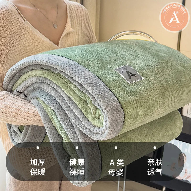 Afralia™ Light Luxury Velvet Plush Cotton Blanket