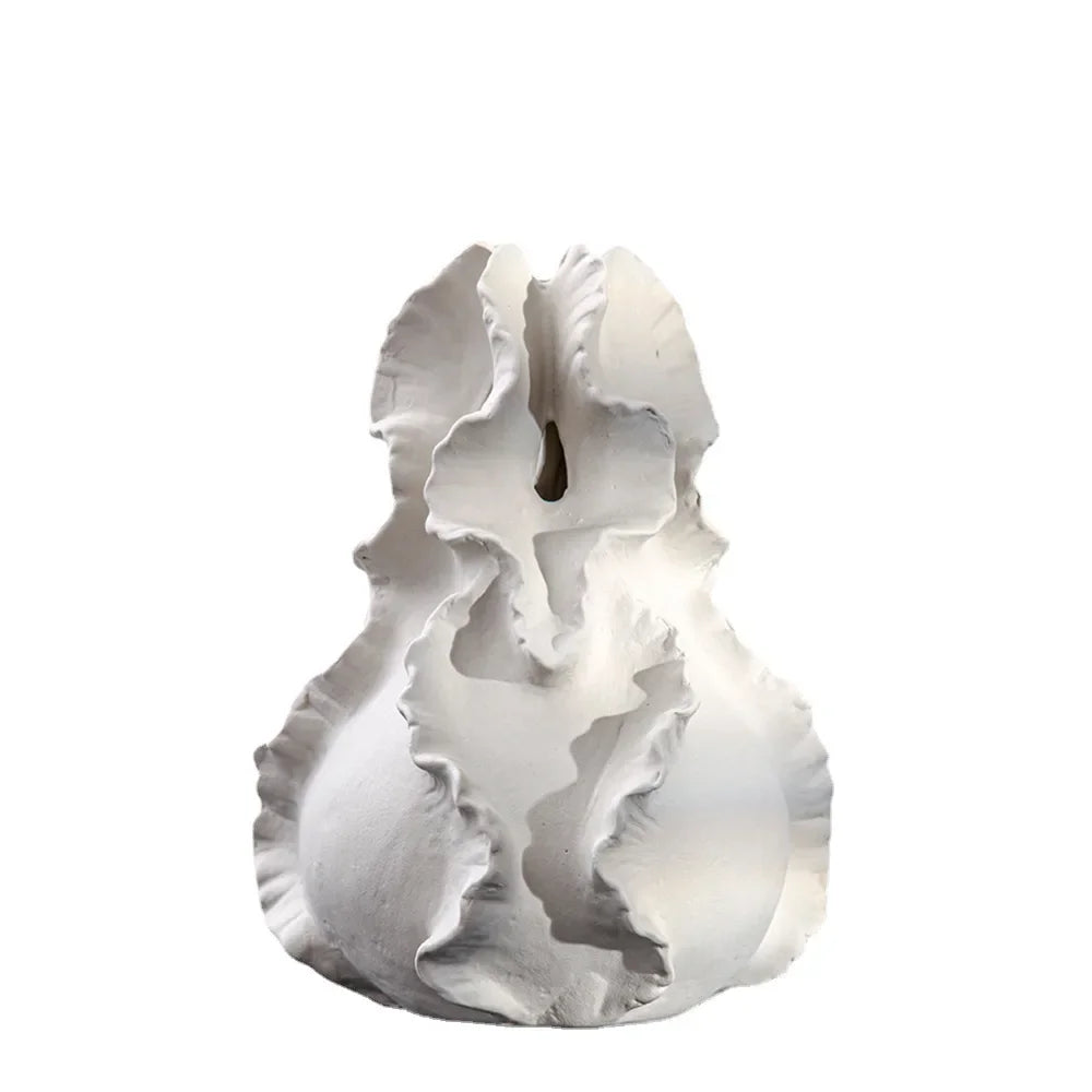 Afralia™ Ceramic Wavy Flower Vase - Home Decoration and Storage Organization