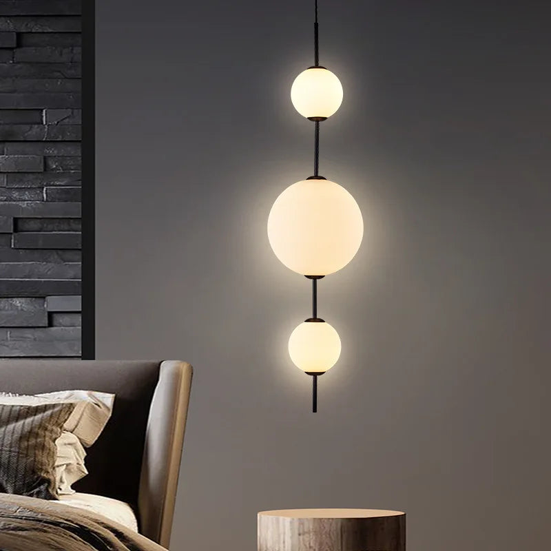 Afralia™ LED White Glass Ball Pendant Lamp for Home Decor.