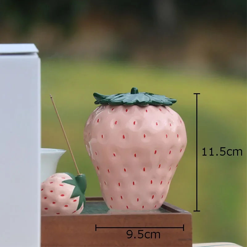 Afralia™ Strawberry Ceramic Food Storage Jar with Seal for Kitchen Organization