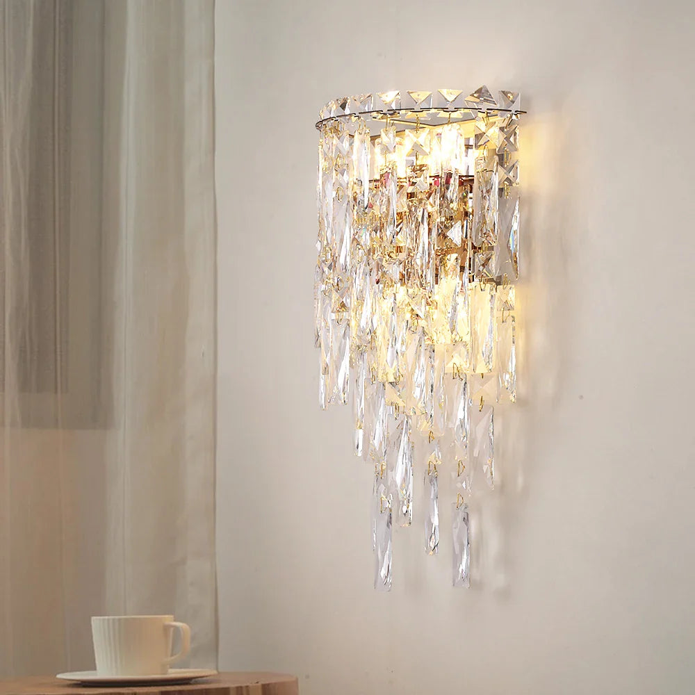 Afralia™ LED Crystal Sconce Wall Lamp: Modern Luxury Lighting for Living Room, Bedroom, and Corridor.