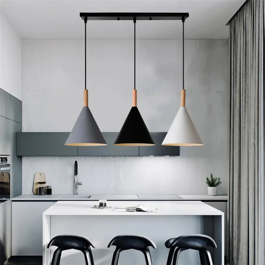 Afralia™ Wood LED Pendant Chandelier: Modern Nordic Hanging Lamp for Home, Cafe, Restaurant’s Kitchen