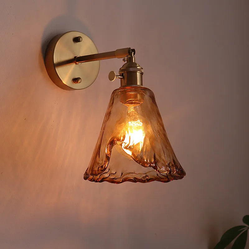 Afralia™ Amber Glass LED Wall Lamps for Living Room and Bathroom Mirror Lighting