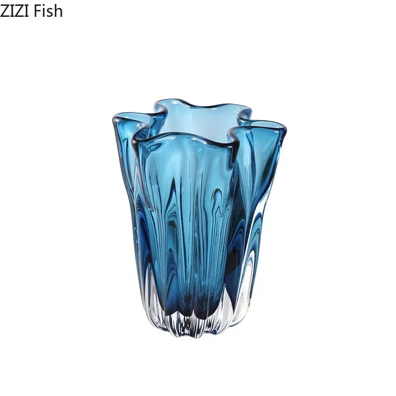 Afralia™ Blue Glass Hydroponic Vase: Modern Desk Floral Decor & Room Aesthetic