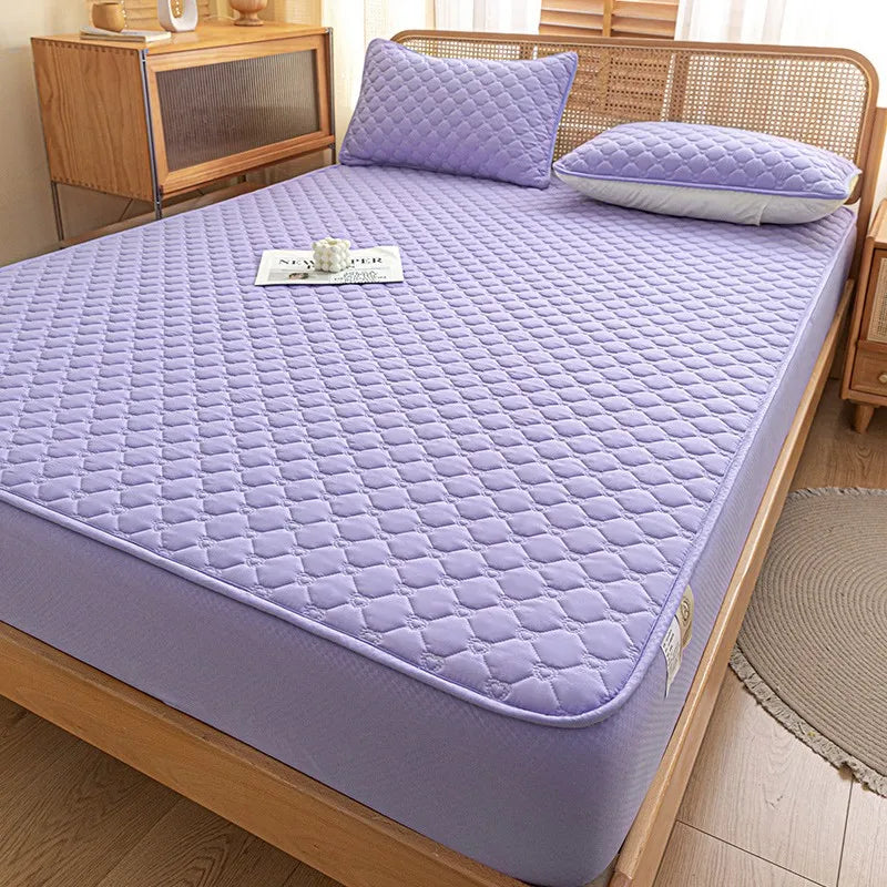 Afralia™ Waterproof Quilted Mattress Cover - Non-Slip Solid Color Bed Sheet