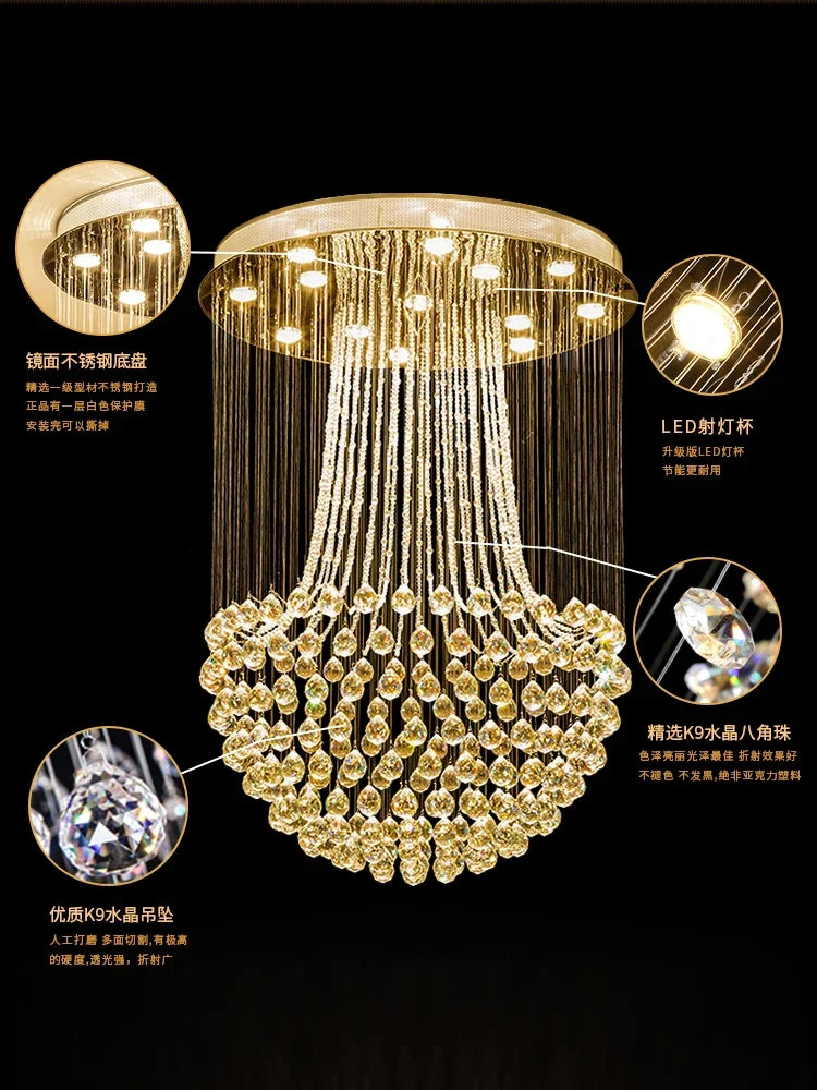 Afralia™ Crystal Light Modern Luxury Chandelier for Living Room Dining Aisle Foyer