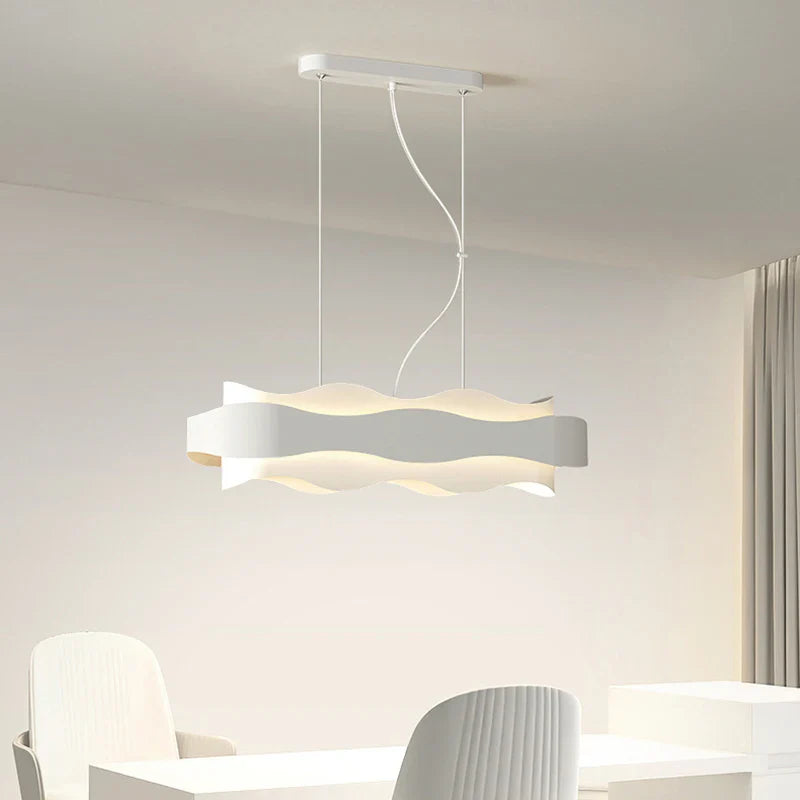 Afralia™ White Acrylic Art LED Chandelier with Adjustable Cord for Living Room, Kitchen, Bedroom