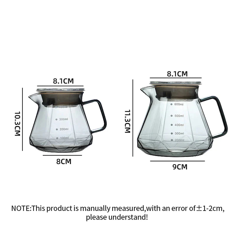 Afralia™ Glass Coffee Kettle Octagonal Pot for Tea/Coffee, 400/600ml Reusable Coffeeware