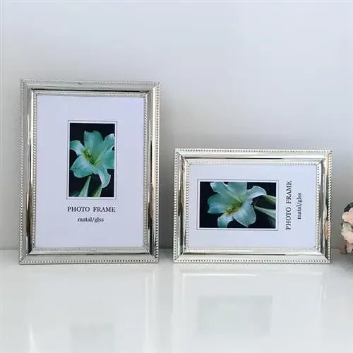 Afralia™ Simple Silver-plated Metal Picture Frame