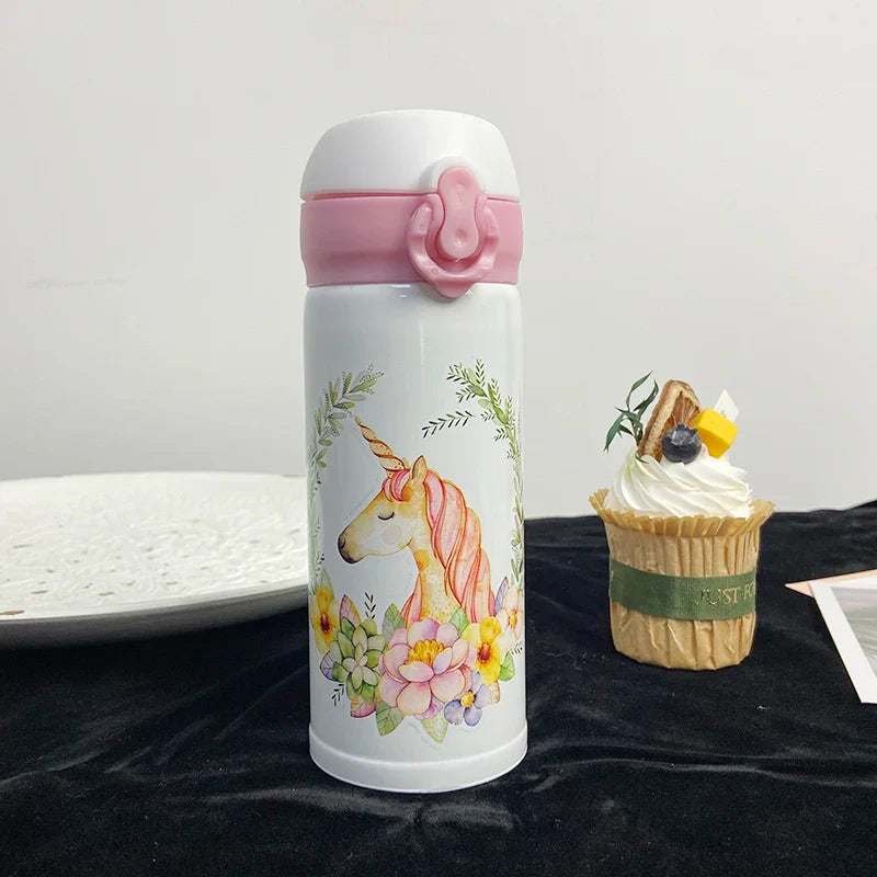 Afralia™ Unicorn Stainless Steel Vacuum Flask: Bouncing Lid Insulated Water Bottle