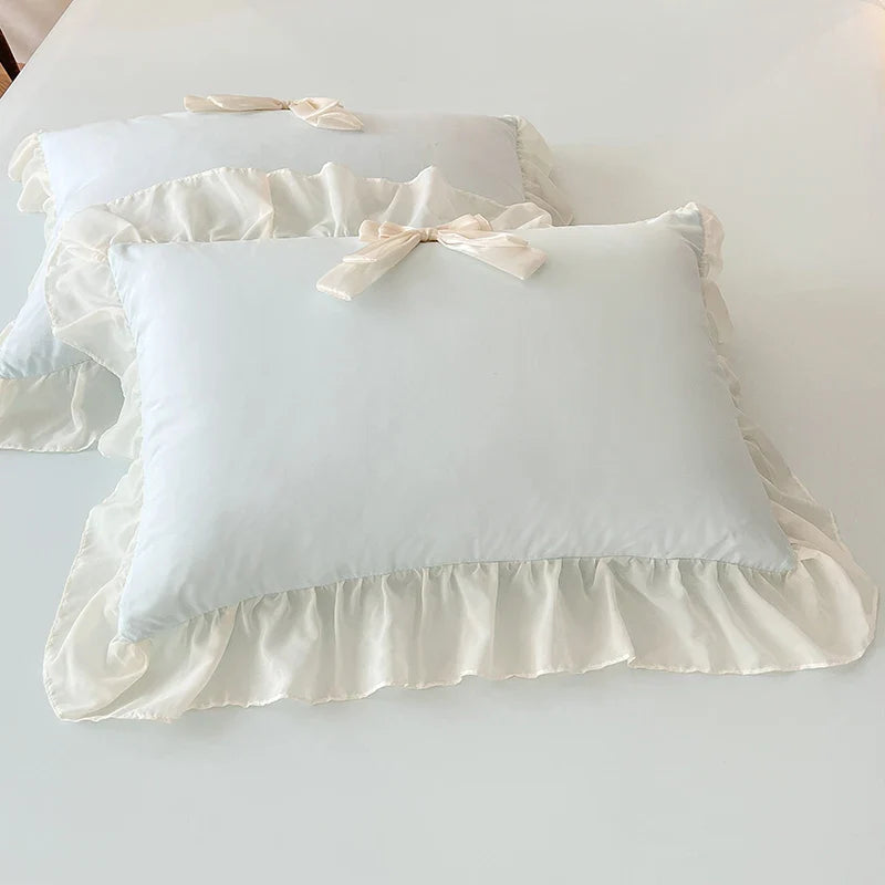 Afralia™ Korean Lace Bow Bedding Set: Luxury Princess Quilt Cover for Girls Wedding Home Textiles