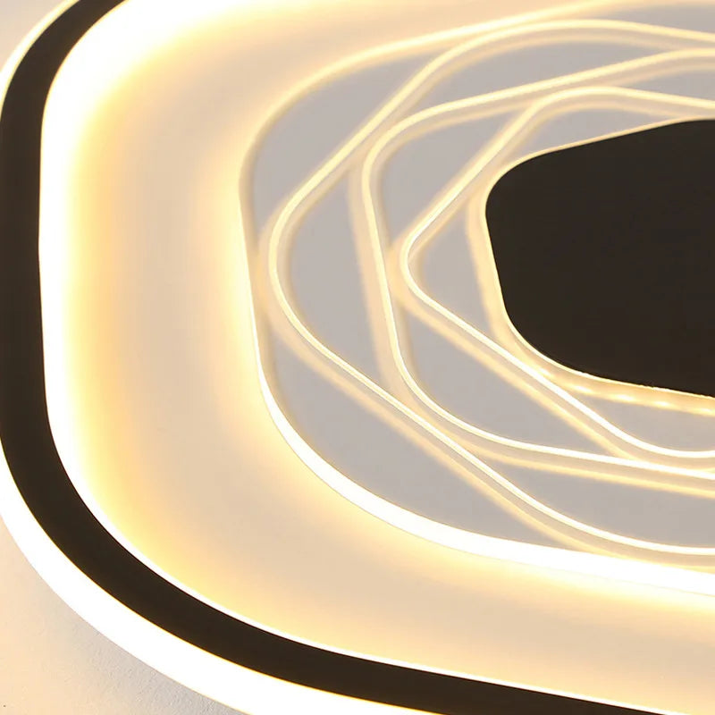 Afralia™ Pentagonal LED Chandelier Ceiling Light for Modern Living Room and Bedroom