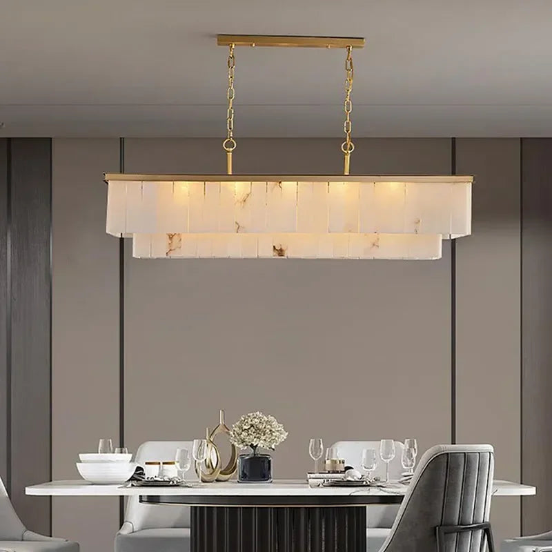 Afralia™ Marble LED Living Room Chandelier: Modern Staircase Loft Pendant Light & Dining Room Fixture