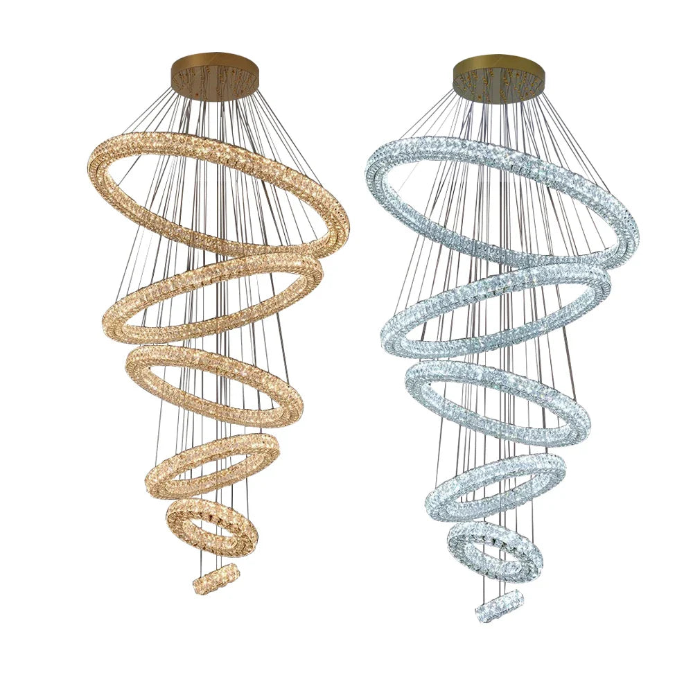 Afralia™ Crystal Pendant Light, Dimmable, Remote Control, High Ceiling Decoration