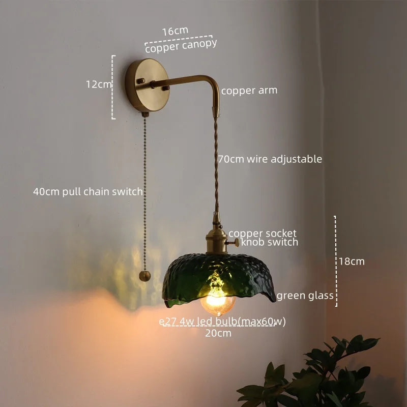 Afralia™ LED Copper Wall Light for Bathroom Mirror and Hallway - Glass Luminaria De Parede