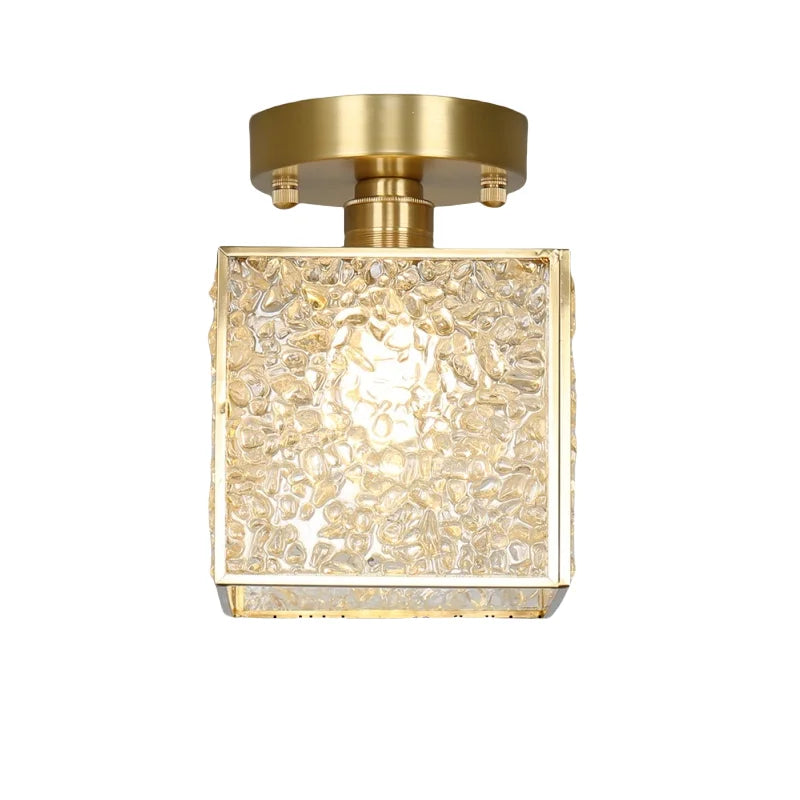 Afralia™ Copper Glass LED Ceiling Light - Luxury Crystal Modern Fixture
