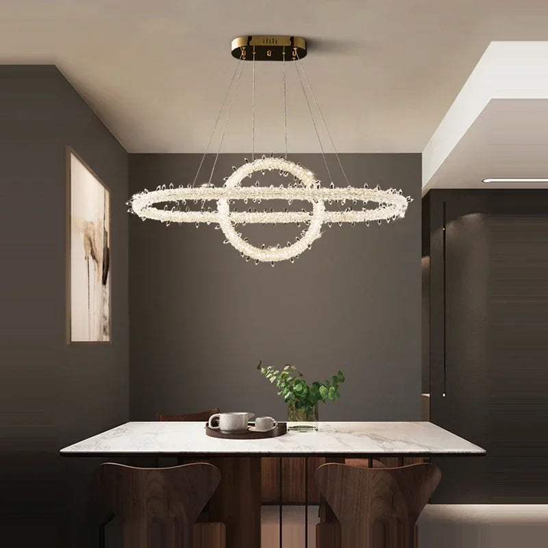 Afralia™ Crystal Flower LED Chandelier: Elegant Round Pendant Light for Dining & Living Room