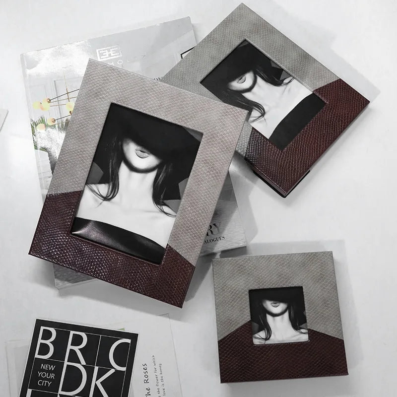 Afralia™ Leather Splice Desktop Photo Frame - Home Decor & Display Accessory