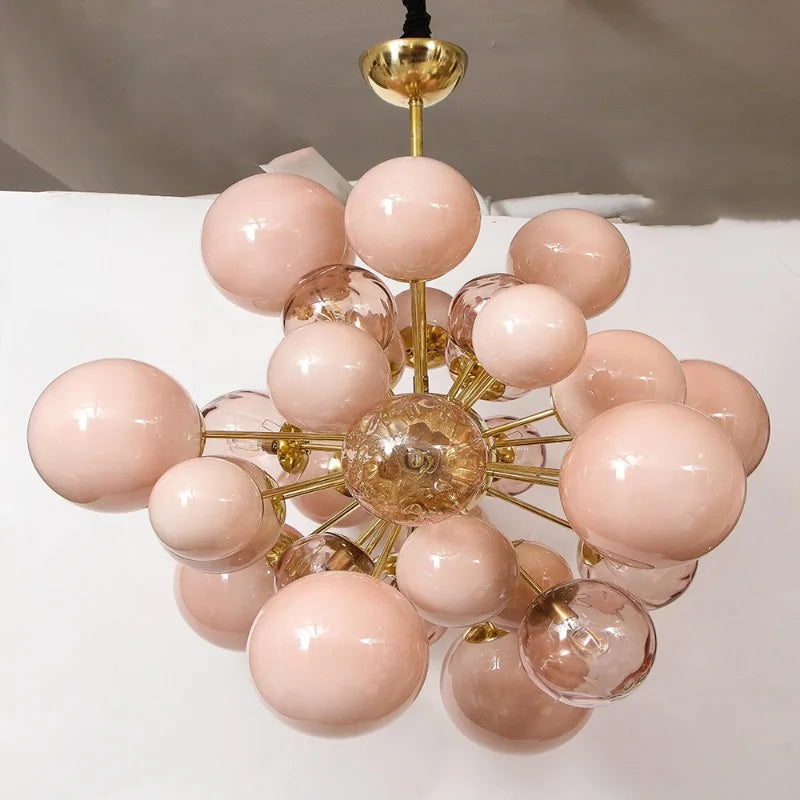 Afralia™ Pink Bubbles Glass Chandeliers | Modern LED Ceiling Pendant Light for Dining Room