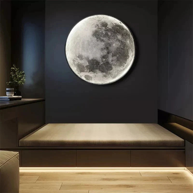 Afralia™ Moon Ring LED Wall Lamp for Aisle Corridor Bedroom Living Room Bathroom Decor