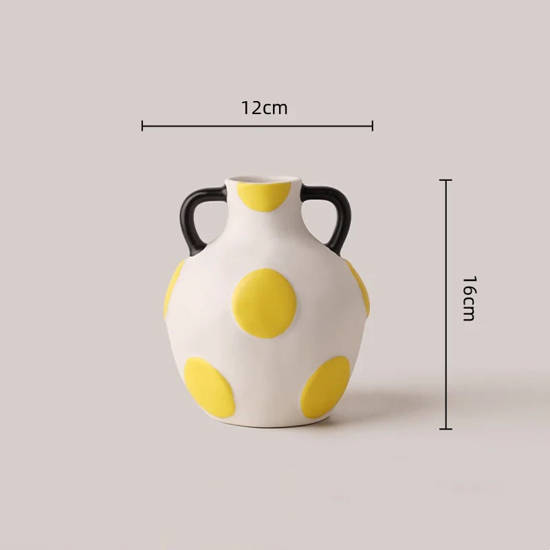 Afralia™ Ceramic Vase Kettle Geometric Graffiti Flowerpot Home Decoration Accessories