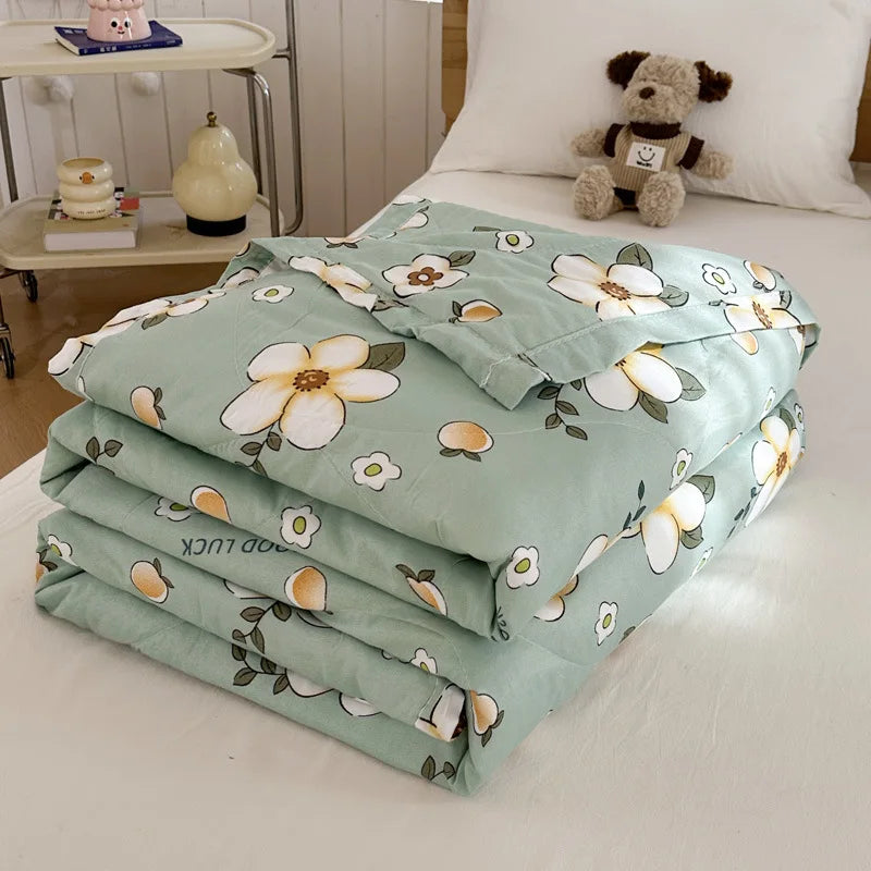 Afralia™ Floral Print Summer Quilt - Soft, Lightweight, Breathable Blanket