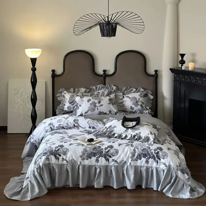 Afralia™ Svetanya 100s Egyptian Cotton King Queen Double Duvet Cover Bedding Set