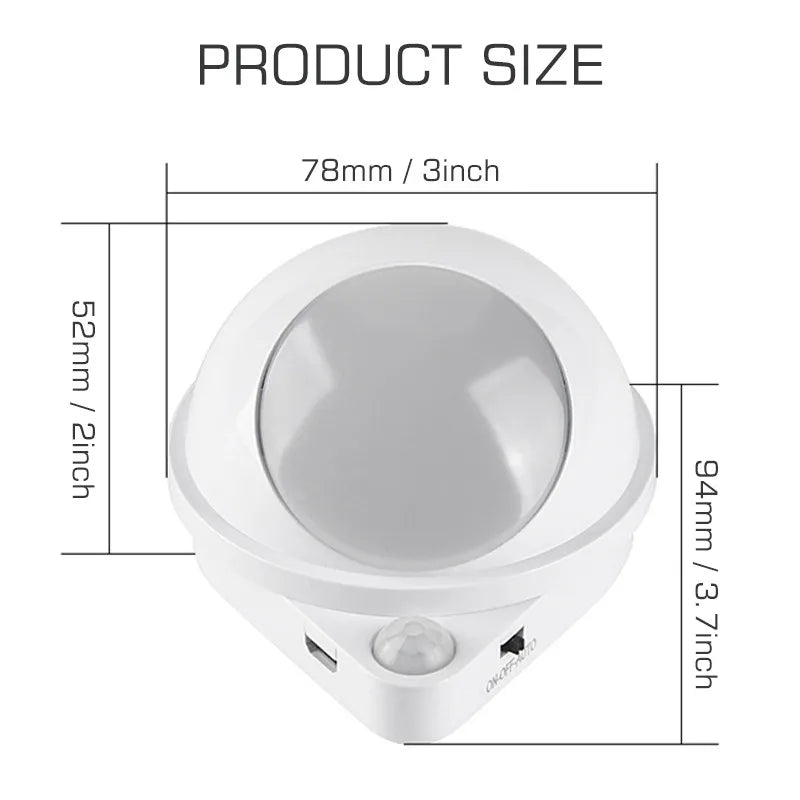 Afralia™ 360° Rotating Magnet Night Light USB Charging Wall Lamp for Bedroom Closet