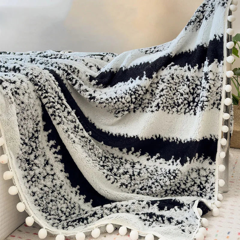 Afralia™ Nordic Velvet Sofa Blanket with Fur Balls for Summer and Autumn