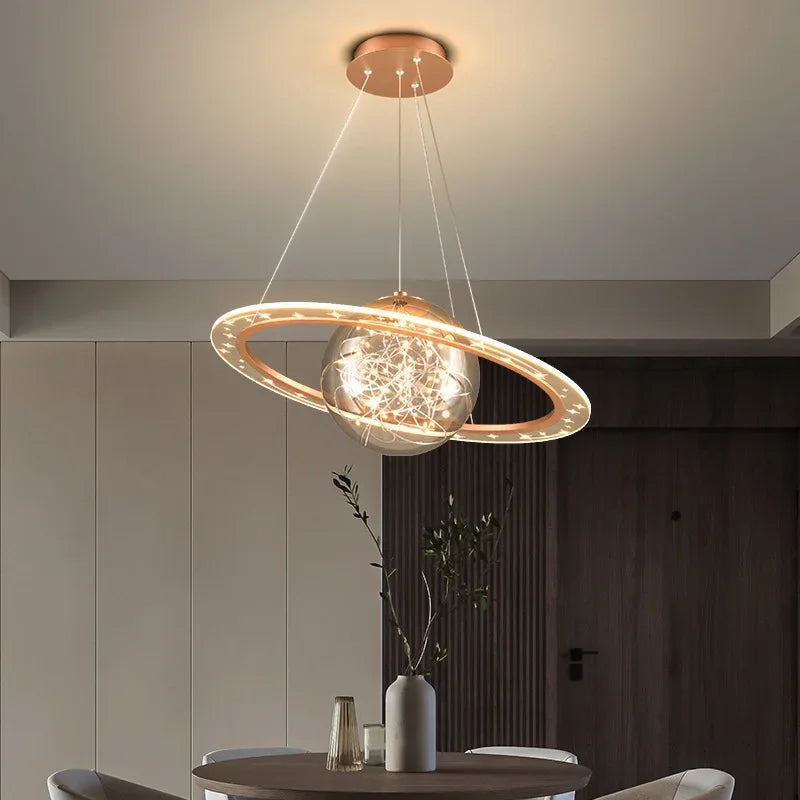 Afralia™ Golden Acrylic LED Chandelier for Luxury Interior Lighting