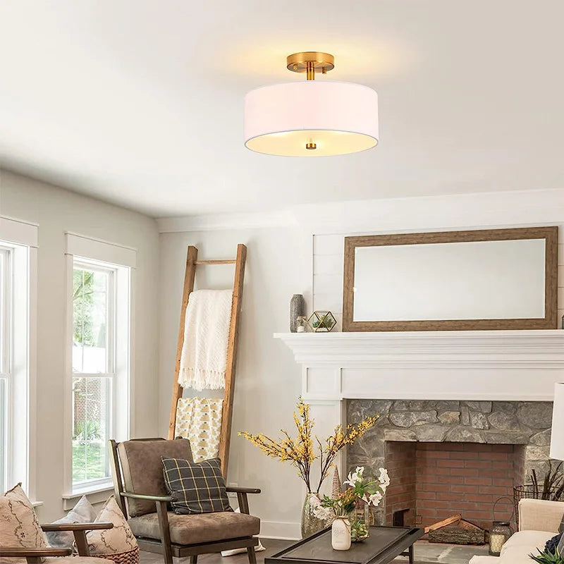 Afralia™ White Fabric Ceiling Light for Living, Bedroom, Dining Room Chandelier