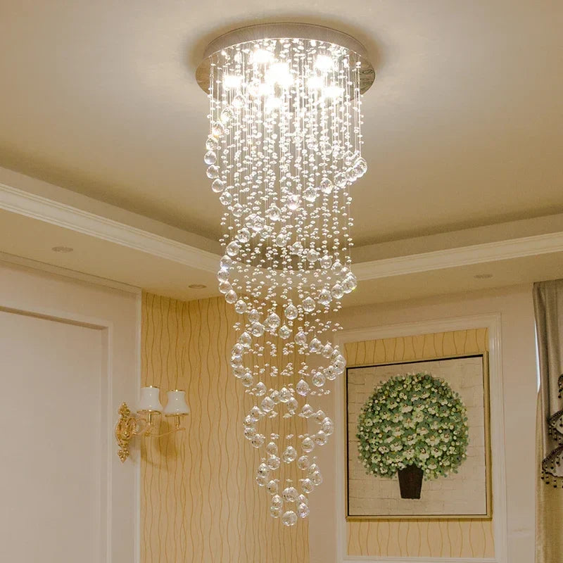 Afralia™ Crystal Staircase Chandelier: Luxury LED Lighting for Hotel Villa Bedroom Ceiling Lamp