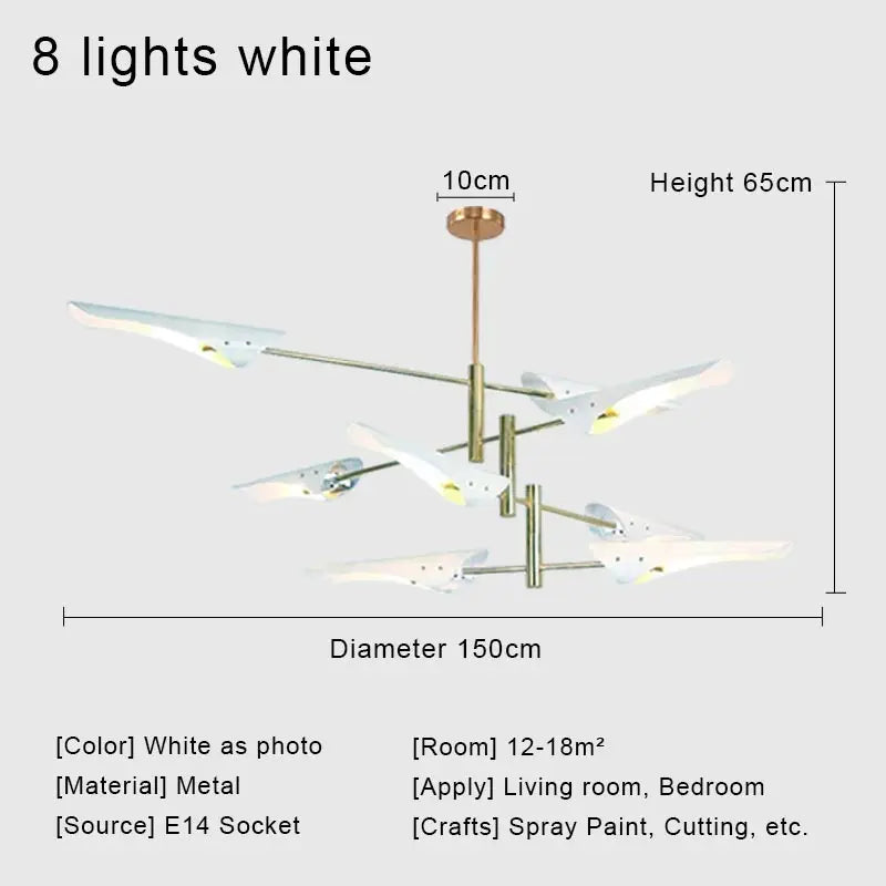 Afralia™ Modern White LED Ceiling Chandelier Hanging Lamp for Living Room, Bedroom, Dining Room