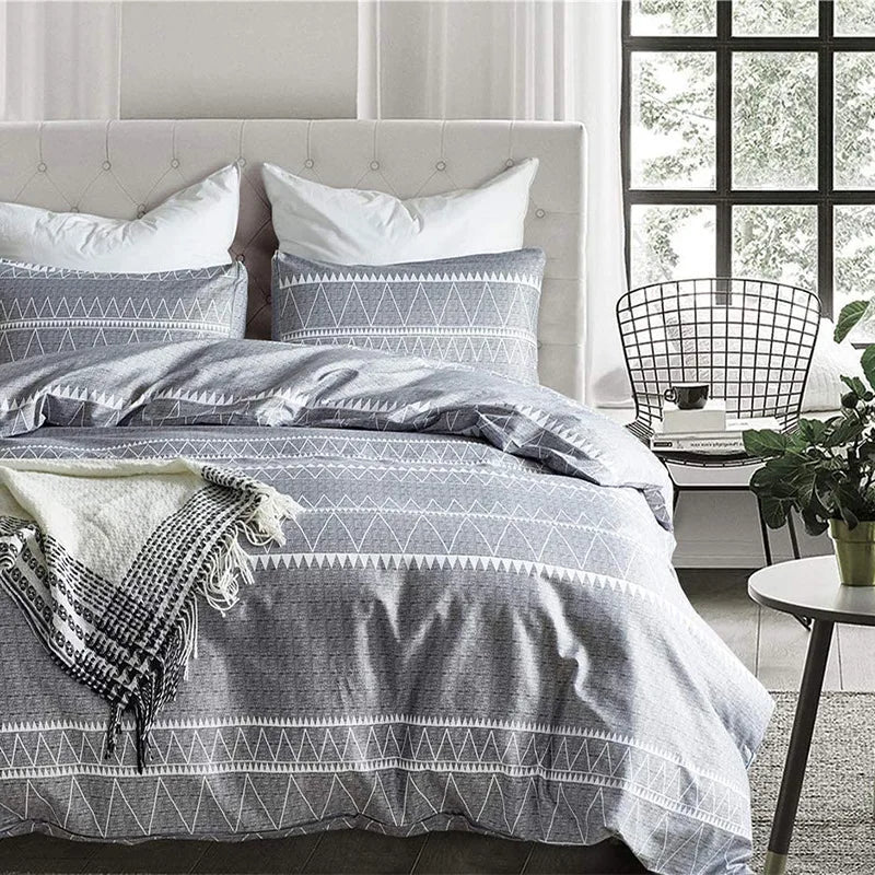 Afralia™ Boho Chic Stripe Bedding Set with Pillowcase - Ultra-Soft Microfiber Quilt Cover
