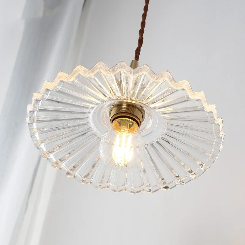 Afralia™ Glass Copper LED Pendant Lamp with Wire Adjustment & Knob Switch