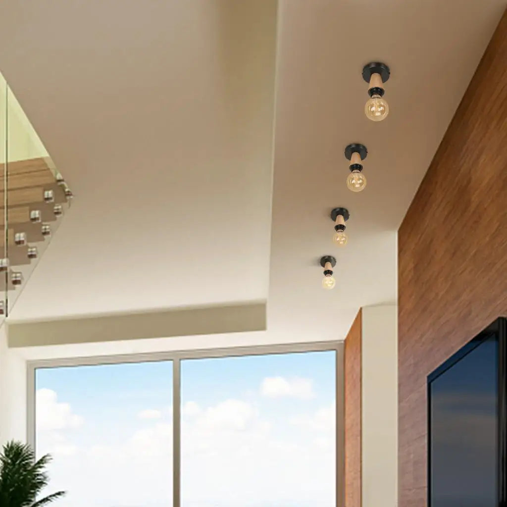 Afralia™ Nordic LED Pendant Light Iron Wooden Minimalist Ceiling Hanging Lamp