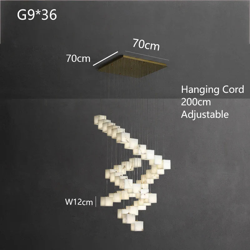 Afralia™ Golden Lucite Staircase Pendant Light, Elegant Living Room Ceiling Decor