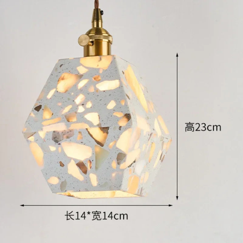 Afralia™ Terrazzo Pendant Lights: French Retro Handmade Design for Bedroom, Dining, Kitchen Island