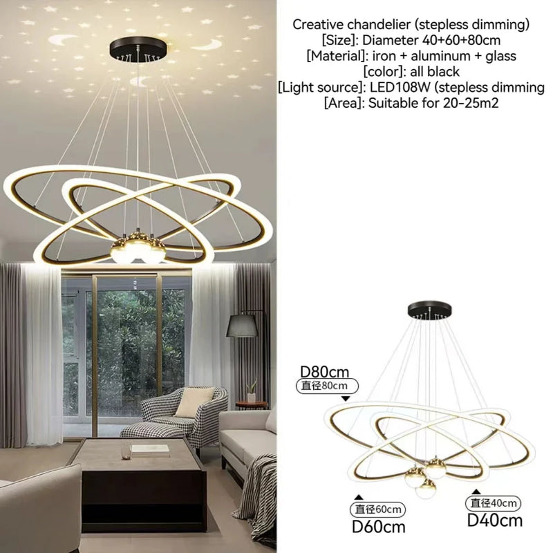 Afralia™ Modern Nordic Indoor LED Starry Sky Ceiling Chandelier