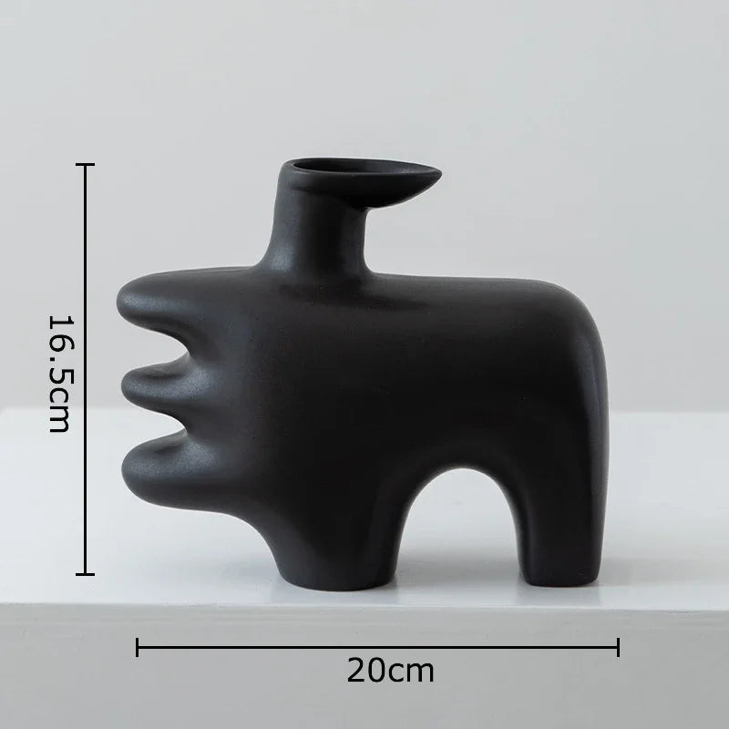 Afralia™ Thumbs Up Ceramic Vase Abstract Art Plant Pot Aesthetic Room Decoration