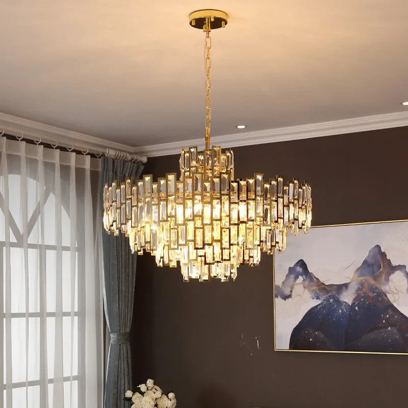 Afralia™ Luxury LED Crystal Chandelier Ceiling Light for Living & Dining Rooms