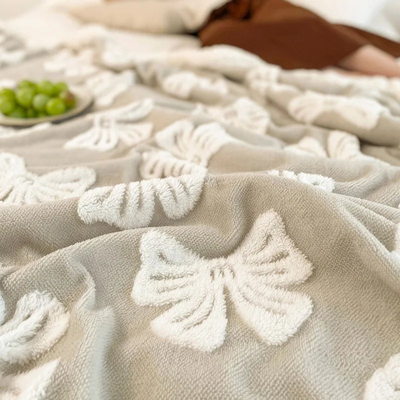 Afralia™ Butterfly Jacquard Double-Layer Wool Blanket: Soft & Warm for Autumn/Winter